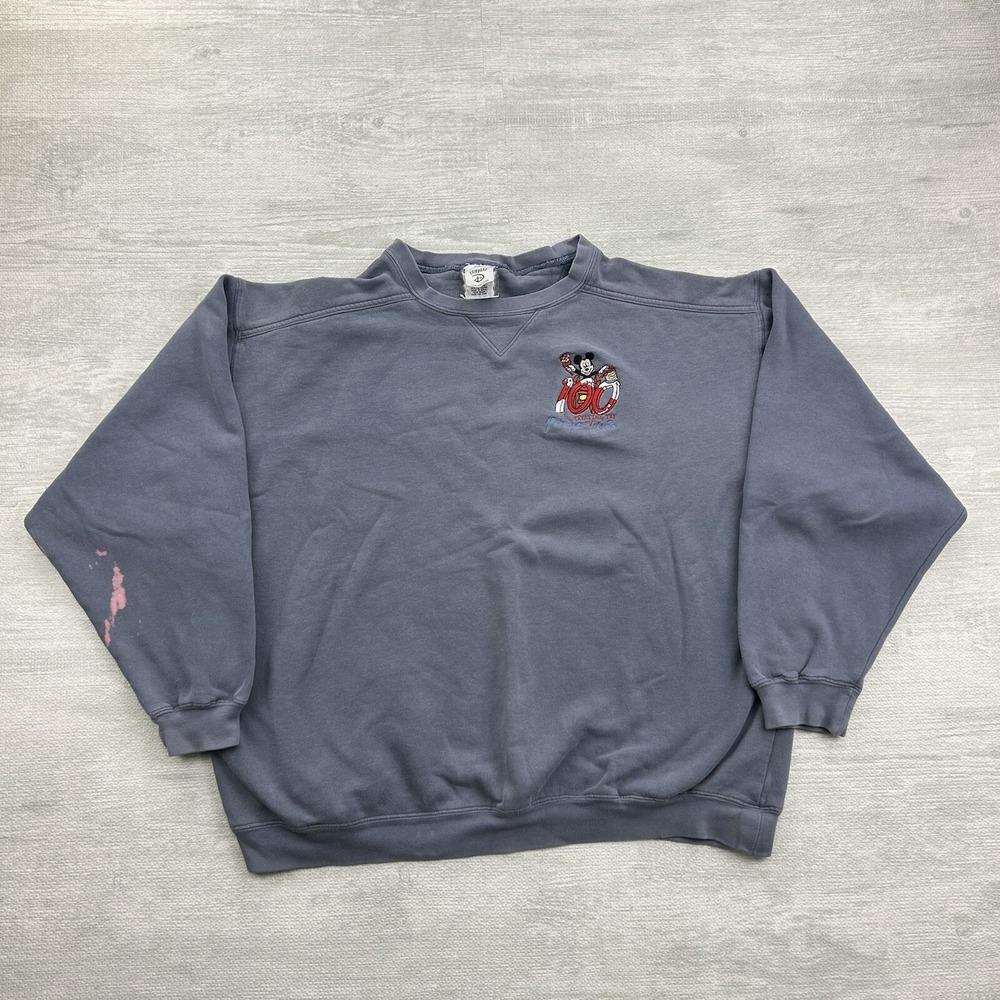 Vintage Disney 100 Years Of Magic Sweatshirt Size XL Blue Cast Exclusive Mickey
